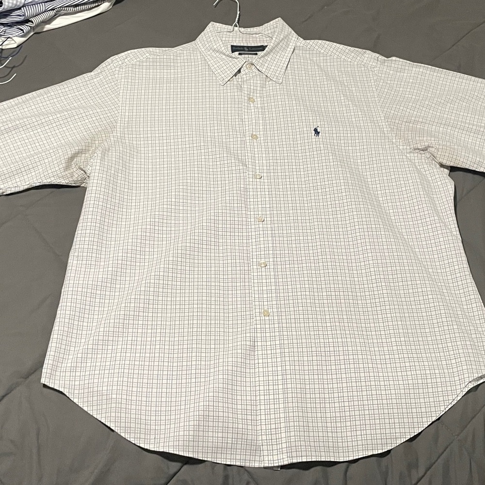 Ralph Lauren Men's White, pink, Blue Plaid Shirt